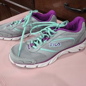 Fila Women's Gray and Purple Athletic Shoes